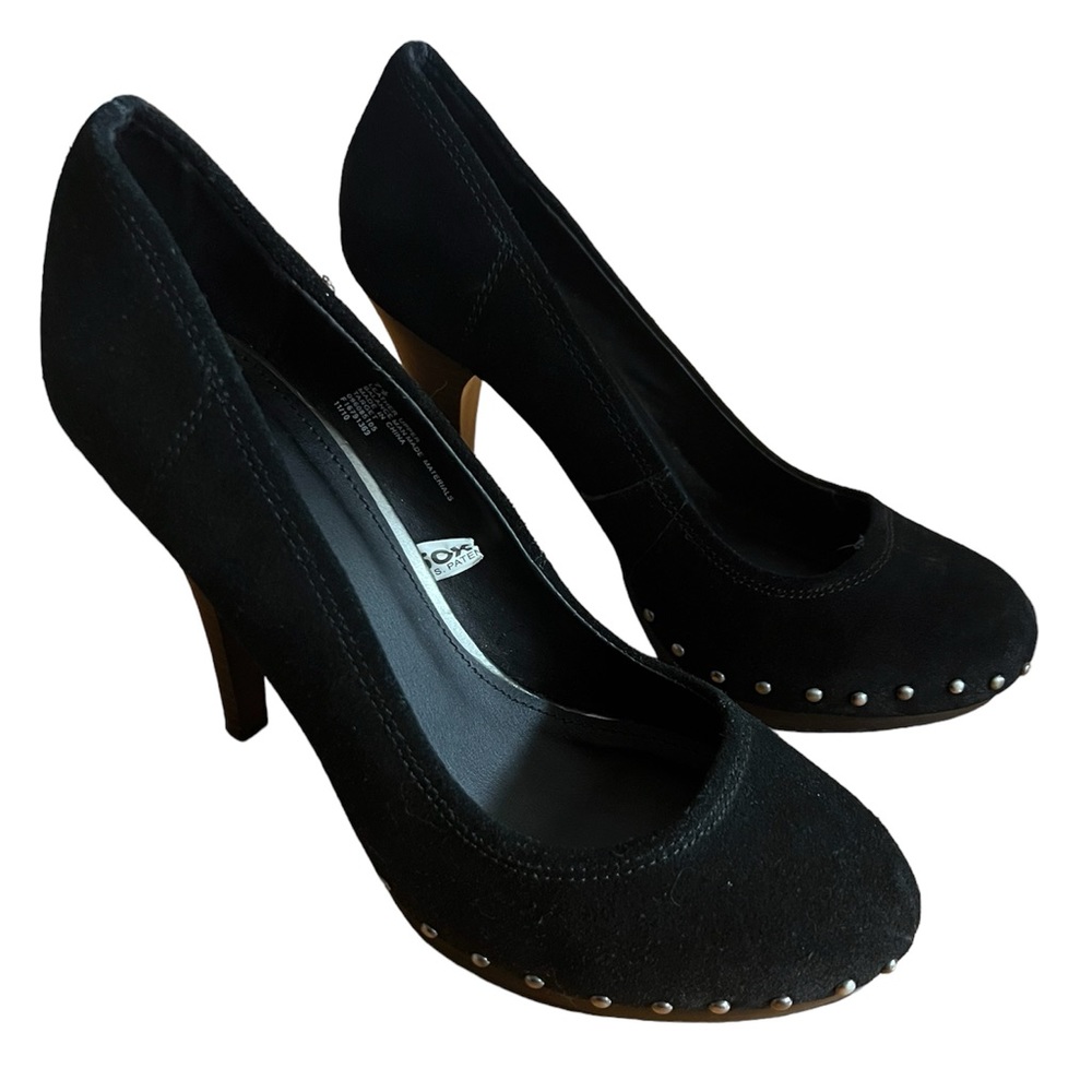 Mossimo Shoes Womens 7.5 Stiletto 4.5" Heels Black Suede Leather Studs Punk